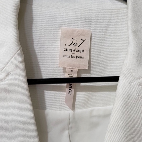 $395 Unworn Cinq A Sept Khloe White Denim Blazer - Picture 6 of 10